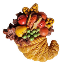 Hallmark PIN Thanksgiving Vintage CORNUCOPIA BASKET Horn Plenty 1977 Brooch picture