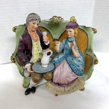 Vtg Norleans Japan Porcelain Courting Couple Figurine Settee Spaghetti Lace 3634 picture