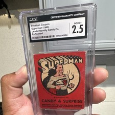 1940 Leader Novelty Candy Co. Superman Coupon Perforated CGC 2.5 picture