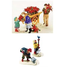 Vintage Dept 56 Original Snow Village Poinsettias For Sale & A Heavy Snow Fall picture