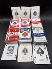 6 Vintage Playing Cards Lot Bicycle Rider Back Aviator Aristocrat Casino Decks picture