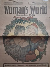 1906 WOMAN'S WORLD December SANTA Victorian WREATH Christmas 12