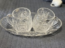 RARE Set of 2 Vintage Echt Bleikristall German Lead Crystal Glasses and Bowl picture