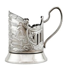 St.Petersburg 1703 Glass Holder Podstakannik Nickel Plated Подстаканник picture