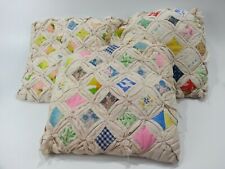 3 Antique Handmade Quilt Pattern Pillows  picture
