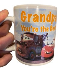 Disney Pixar Cars Mug Cup - Grandpa You're the Best - Highly Collectible W/ BOX picture