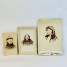 3 Antique CDV Cabinet Cards Girl Ringlets Same Child Different Ages Dayton OH picture