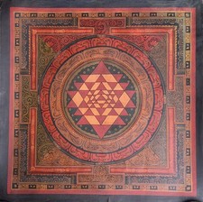 SRI YANTRA SHRI CHAKRA OIL VARNISHED HAND-PAINTED THANGKA SACRED GEOMETRY ART picture