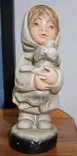 Vtg 1974 ESCO PRODUCTIONS ChalkWare Figurine M BROWER Girl Puppy Dog antique  picture