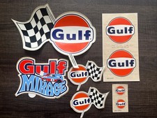 Lot of 10 Vintage 60’s 70’s GULF Oil DRAG RACING Decal Stickers Checked Flag picture