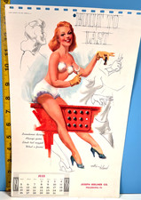 1953 Ted Withers Hollywood Pinup Girl B&B Calendar Page JULY- BUILT TO LAST picture