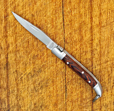 Vintage French Laguiole L'Eclair 440 Mini Pocket Knife Wood Handle Spine Filewrk picture