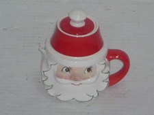 VINTAGE 1959 HOLT HOWARD STARRY EYED SANTA STACKABLE CREAMER & SUGAR BOWL W/ LID picture