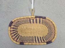 Native American Style Flat Woven Basket Tray Wall Hanging Oval picture