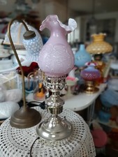 Vintage Fenton Lilac Overlay WildRose Bowknot Lamp BEAUTIFULLY DARLING HTF 90's picture
