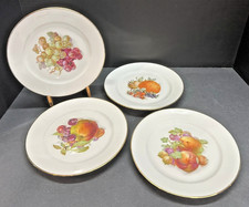 Antique JKW Western Germany 1930 Fine Porcelain Fruit Plates Set Of 4 Gold Rim picture