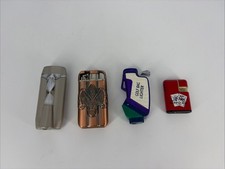4 Vintage Novelty Pocket Lighters Lot - All Spark - EAGLP Golf Bag Cards Rocket picture