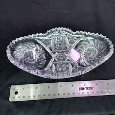American Brilliant Cut Pinwheel Crystal Pickle Dish, Centerpiece, Pressed Glass picture