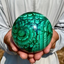 1.69LB Rare Natural Malachite quartz hand Carved sphere Crystal Healing picture