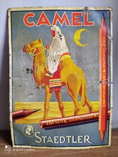 Rare vintage J.S. STAEDTLER CAMEL Red & blue pencil tin sign made in Bavaria. picture