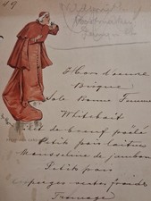 1880s-90s ITALIAN MENU Victorian EPHEMERA Cardinal Priest picture
