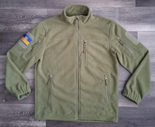 Tactical Military Fleece Jacket Ukrainian Tryzub Flag Patch Olive Medium NWOT picture