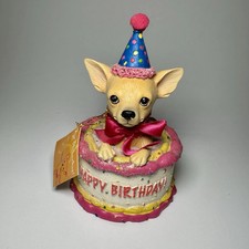 Aye Chihuahua Figurine Happy Birthday Dog Resin Statue Cake Party Collectible picture