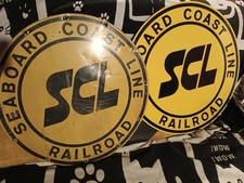 Vintage Seaboard Coast Line Railroad SCL Round Sign Plaques picture