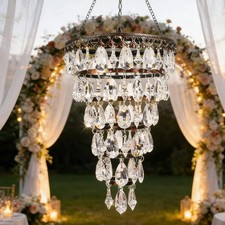 Solar Hanging Chandelier 6-Tier Crystal Outdoor Hanging Lantern With Warm LED picture