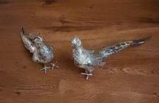 Vintage Weidlich Brothers WB Mfg Co Silver Plated Pheasant Figurines Pair 2275 picture