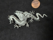 Vintage Pewter Mythical Dragon Fantasy  Lapel Hat Brooch picture