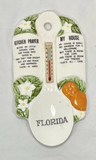 Vintage Ceramic Florida Souvenir Thermometer Kitchen Prayer Poem Spoon Wall... picture