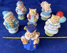 Majolica Collection of 6 Cats, hand painted folk art, rare find, with stamps picture