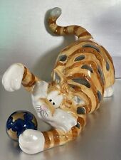 Vintage Playful Whimsical Ceramic Cat With Ball Tealight Votive Holder Figurine picture