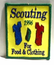 Vintage Boy Scouts Scouting 1996 For Food & Clothing Embroidered Patch  picture