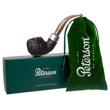 Peterson Pipes Derry Rusticated 03 Fishtail, 3mm, Bent Apple Briar Tobacco Pipe picture
