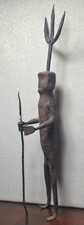 Vintage West African Style Forged Iron Figure Articulated Kinetic Tribal Staff picture
