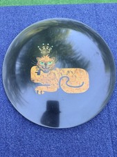 Vintage Couroc of Monterey Ca LION KING CAT 14inch Inlaid Wood Plate  picture