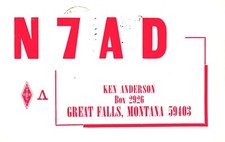 Great Falls Montana N7AD QSL Radio Postcard picture