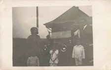 Janesville Wisconsin, Family Old Car Railroad Depot VTG RPPC Real Photo Postcard picture