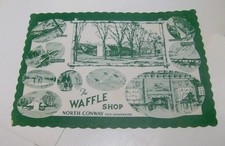 vintage 1940s NORTH CONWAY New Hampshire WAFFLE SHOP placemat old NH PLACE MAT picture