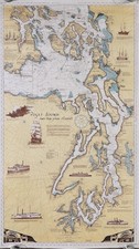 Vintage R.O. Malin Puget Sound & San Juan Islands Pictorial Map 1989 Chart *NEW* picture