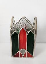 Rare Ganz Angel Candle Holder Stained Glass Cathedral Christmas Arch Red Green picture