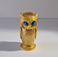 Vintage Florenza Gold Color Owl Cigarette Lighter Figurine Miniature Bird ~2