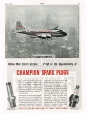 1946 Champion Spark Plugs United Air Lines Mainliner Airplane Vintage Ad  picture