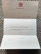 Thank You letter From Queen Elizabeth’s Lady-in Waiting Buckingham Palace picture