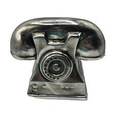 Large Adorable Ceramic Silver Vintage Style Telephone Figurine picture