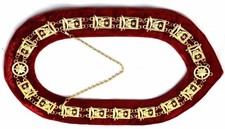 FREEMASON MASONIC Collar Shriners Shriner GOLD Plated RED Velvet picture