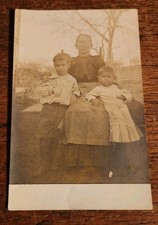 Antique Real Photo Postcard B&W Woman Children Posing Portrait Harrisonburg picture