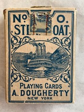 Antique A. Dougherty NY Steamboat No. 0 Playing Cards No Joker. W/ Ad insert picture